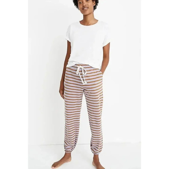 Madewell "Pajama Sweatpants" Stipe In Fresh Lavender Cookie Stripe- S/XS - Picture 1 of 12